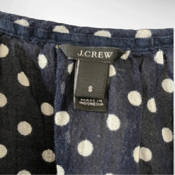 J.CREW Navy And White Polka Dot Short Sleeve Top Size Small | GUC - Picture 5 of 6
